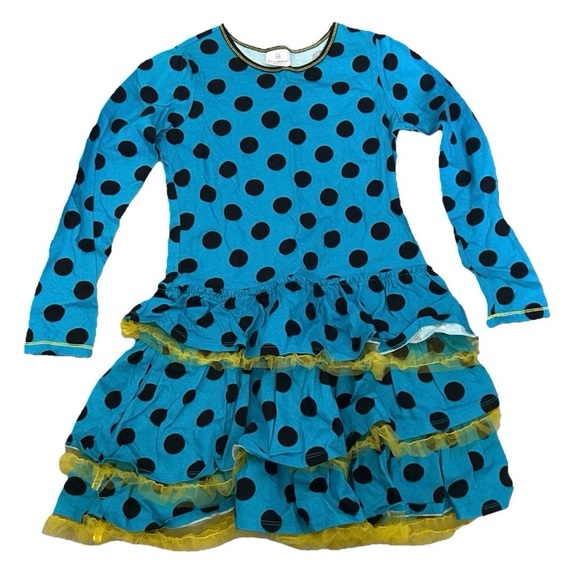 Hanna Andersson Other - Girls Hanna Andersson Blue Long Sleeve Ruffled Polka Dotted Dress Size 160 cm